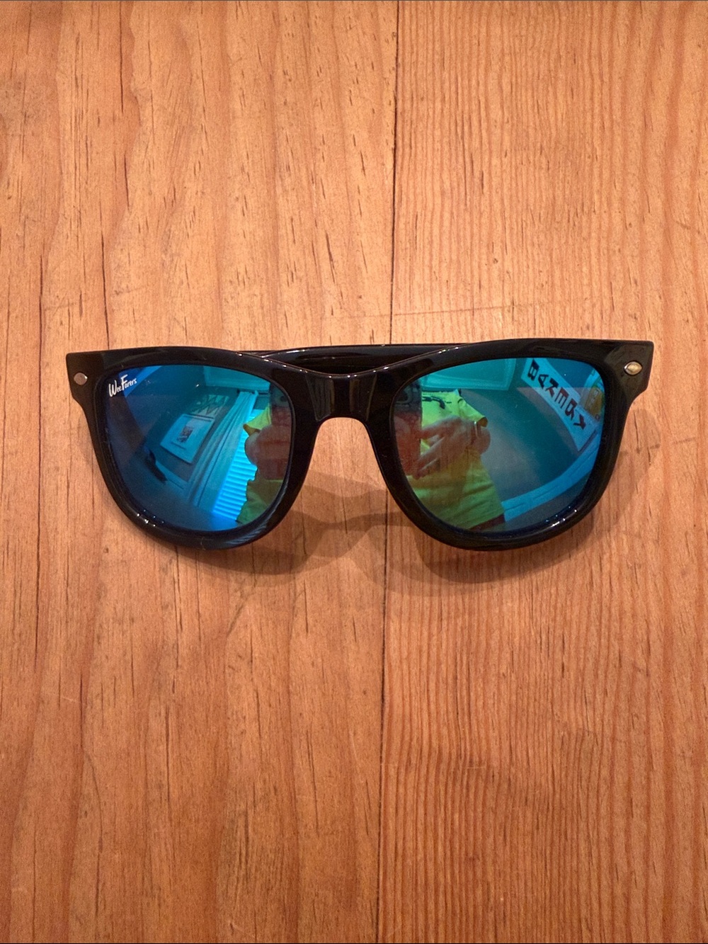Unbranded Kids Black Frame Sunglasses with Blue Mirror Lenses